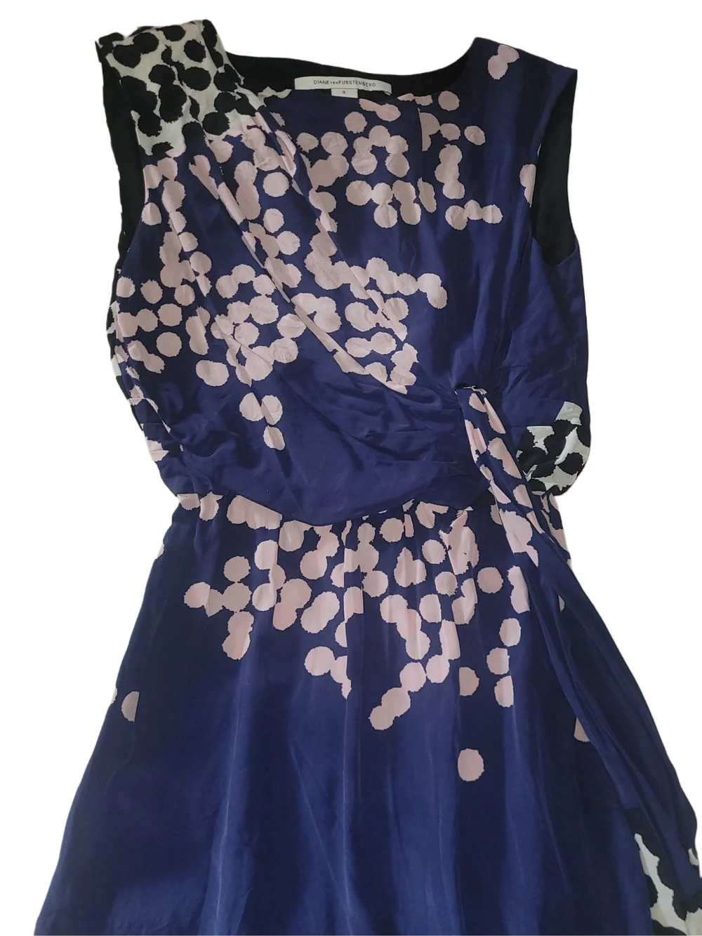 Diane Von Furstenberg Tamara 100% Silk Navy Pink Mini Dress Size 0 - Picture 3 of 7